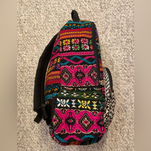 Boho backpack multicolor with black adjustable straps - Picture 4 of 9